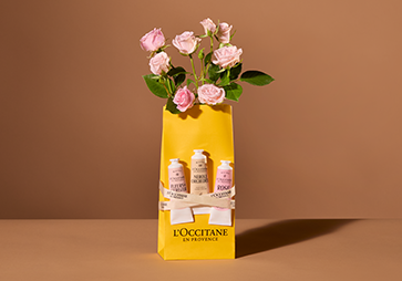 L'OCCITANE gift box with wild flowers containing L'OCCITANE Bonne M&egrave;re Lemon & Tangarine Soap, L'OCCITANE Gentle & Balance Solid Shampoo & L'OCCITANE The Petit Remedy Blam