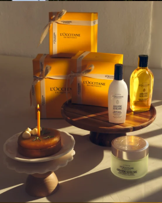 L'OCCITANE gift box with L'OCCITANE Immortelle Overnight Reset Serum, L'OCCITANE Verbena Eau de Toilette, L'OCCITANE Almond Shower Oil (Travel Size), L'OCCITANE The Petit Remedy & L'OCCITANE Shea Butter Hand Cream (Travel Size)