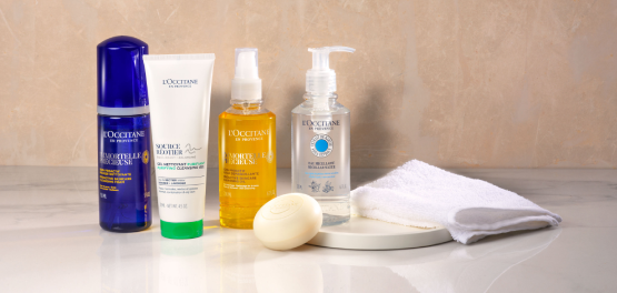 Image showing L'OCCITANE Purifying 3-1 Micellar Water , L'OCCITANE Invigorating Face & Eye mask