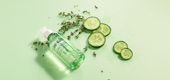 This image shows the L'OCCITANE Micellar Water and its natural  ingredients