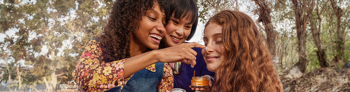 A group of girl friends smiling and having fun