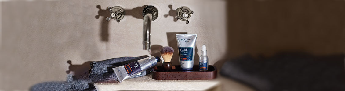 Cade Collection, Men, Wild Juniper, Proven&ccedil;al Hillsides, Cade Essential Oil, Cade Face Cleanser, Shaving Brush, Cade After-Shave Balm, Cade Energising Fluid 