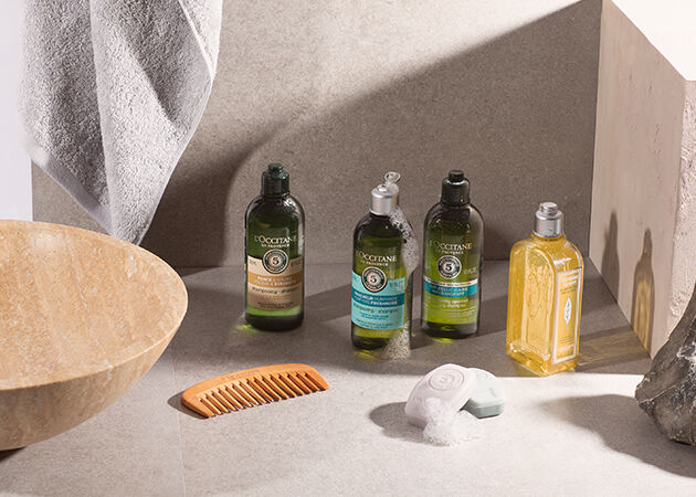 Image showing L'OCCITANE Purifying hair freshness Shampoo LOCCITANE Volume and Strength Shampoo