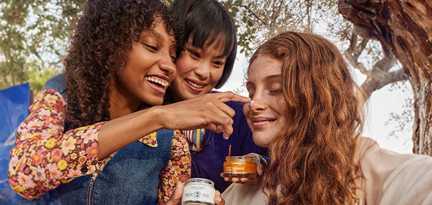 A group of girl friends smiling and having fun