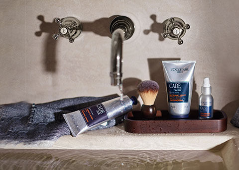 Cade Collection, Men, Wild Juniper, Proven&ccedil;al Hillsides, Cade Essential Oil, Cade Face Cleanser, Shaving Brush, Cade After-Shave Balm, Cade Energising Fluid 